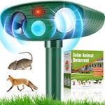 Waterproof Cat Repellent Ultrasonic Cat Scarer, Solar Powered Deterrent with Motion Sensor & Flashing Light for Garden Yard Farm Dogs Cats Fox