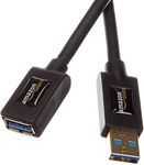 Amazon Basics USB-A 3.0 to USB-A 2.0 Extension Cable, 4.8Gbps High-Speed, Male to Female Gold-Plated Connectors, 1 m, Black