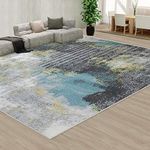 Black Blue Creamy Color Floor Area Abstract Rug Modern Large Carpet (300x200cm)