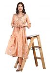 AMAYRA The Lable Women's Cotton Latest Ethnic Wear | Zari & Sequence Work | Comfortable Kurta Set (Color-Peach | Size- Large)