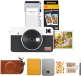 KODAK Mini Shot 2 Retro 4PASS 2-in-1 Instant Digital Camera and Photo Printer (2.1x3.4 inches) Initial 8 Sheets + 60 Sheets Gift Bundle, White