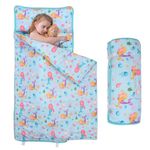 GOPHRALOVE Toddler Nap Mat - Cozy & Portable Kids Nap Mat for Preschool,Sleeping Mat with Removable Pillow,Perfect for Ages 3-7 Boys ANG Girls,53x21 Inchs Roll-Up Sleeping Bag for Daycare（Mermaid）