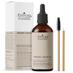 Essican Purelife Premium Organic Castor Oil 100ml for Hair Growth Organic Castor Oil Cold Pressed, Castor Oil for Eyelashes, Eyebrows, Castor Oil for Face, 100% Pure Organic Castor Oil in Glass Bottle