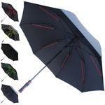 COLLAR AND CUFFS LONDON - RARE 4 Layer Frame Technology - 60MPH StormDefender Plus - With Extra Support Bars - XL Strong 60 Inch Windproof Golf Umbrella Fibreglass - Auto Open Non Slip Handle - Black