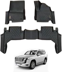 AUSGO Car Floor Mats Compatible with Toyota Landcruiser 300 LC300 2021-Onwards, Heavy Duty All-Weather 5D TPE Floor Liners with Door Sill Coverage