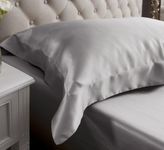 Jasmine Silk Pair of 100% Charmeuse Silk Pillowcases Oxford (Grey) 50 cm x 75 cm + 7cm Border Envelope Closure - RRP £90