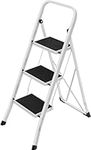 iTrend 3 Tread Step Ladder Folding Step Stool - Aluminum Ladder - Multi-Use for Household, Kitchen, Office - Heavy Duty - With Handgrip, Anti Slip Pedal - Sturdy & Lightweight Folding Step Stool