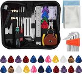 55Pcs Guitar Repairing Maintenance Tool Kit with Carry Bag Guitar Pick,For Guitar Ukulele Bass Mandolin Banjo,Guitar Tools Care Cleaning Cloth Accessories,Gift for Music String Instrument Enthusiast
