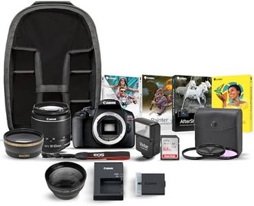 Canon EOS Rebel T7 Digital Camera: 24 Megapixel 1080p HD Video DSLR with Wide Angle 18-55 mm Lens Bundle with 64 and 32GB SD Cards, Flash, Spare Battery, Backpack and Video and Art Suite (9 Items)