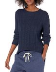 Amazon Essentials Women's Fisherman Cable Long-Sleeved Crewneck Sweater (Available in Plus Size), Navy, L