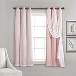 Lush Decor Grommet Sheer Panels with Insulated Blackout Lining Window Curtain Panel Pair, 45" L x 38" W, Pink