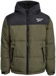 Reebok Boys' Winter Jacket – Heavyweight Quilted Puffer Parka Coat - Weather Resistant Ski Jacket for Boys (8-20), Black/Varsity Green, 14-16