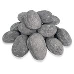 24Pcs Gas Fire Pit Pebbles Ceramic Stones Grey Fireplace Rock For Indoor Outdoor Fireplace 24 Round 3/2 Inch - 5/2Inch Size