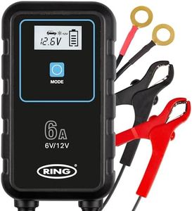 Ring Automotive SMARTCHARGE 6 - 6A Smart Car Battery Charger, 6V & 12V Battery Maintainer - 9 Stage Charger for AGM, Leisure, Lithium, Car, SUV and Van Batteries.