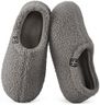 HomeTop Women's Fuzzy Curly Fur Memory Foam Loafer Slippers Bedroom House Shoes with Polar Fleece Lining (9-10, Grey)