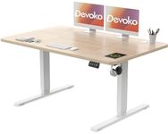 Devoko Electric Standing Desk 120x60cm Sit Stand Table Height Adjustable Desk with Backpack Hook and Memory Smart Pannel, Home Office Desk with Splice Board, Beige