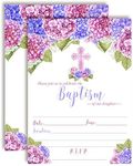 Watercolor Floral Hydrangea Baptism Invitations, 20 5"x7" Fill in Cards with Twenty White Envelopes by AmandaCreation