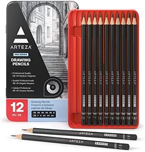 ARTEZA Drawing Sketch Pencils Set of 12, Medium (6B - 4H), Drawing Pencils for Sketching, Artist Graphite Pencils for Drawing