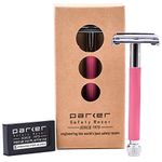 Parker 29L Women's Long Handle Butterfly Open Double Edge Safety Razor (Pink)