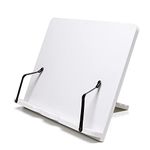 Luckindom Book Stand, Foldable Cookbook Holder Hands Free with Page Clips and 5 Adjustable Angles, Portable Cookbook Stand for Reading Recipe, Textbook, Document, Music Book, Laptop (M, White)