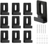 BEANPRECOY 10 Pcs Metal Mirror Holder Kit, Mirror Mount Clips with Screws Rubber Pads, Mirror Hanger, Heavy Duty Mirror Hooks, for Frameless Mirror, Billboard Displays, Tile Display (Black)