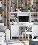 JAAMSO ROYALS Vintage Wooden Distressed Wallpaper for Furniture, Wooden Wallpaper, PVC Wallpaper, Door Wallpaper Waterproof, Wood Wallpaper, Wooden Wallpaper, for Walls (400CM CM X 45CM, Multicolor)