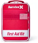 SurviveX Small First Aid Kit for Car, Travel & Home - Emergency Kit for Hiking, Camping, Backpacking and Outdoor Adventures - Includes Zip Stitch Wound Closure Strips