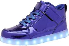 JEVRITE Unisex Light Up Shoes LED Shoes USB Charging High Top for Women Men Sneakers Couples Shoes, Blue, 6.5 Women/5 Men