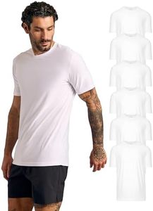 6 Pack, Men's Active Quick Dry Crew Neck T-Shirt, White, Medium