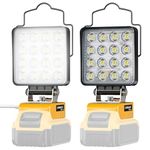 2PCS Cordless LED Work Light for Dewalt 20V Max Battery, 120W 12000LM Battery Light for Dewalt 20V Tools, Portable Flood Light Flashlight with USB & Type-C Charging Port, Low Voltage Protection