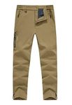 YSENTO Men's Insulated Fleece Lined Pants Waterproof Hiking Cargo Skiing Snow Pants 4 Zip Pockets Khaki Size 32