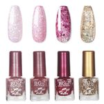 Nail Polish Set - Glitter Nail Varnish Sets - Quick Dry & Long Lasting Pink Nail Polish - Oil-Based Formula Nail Polish Gift Set - No Need Cure Nail Paint for DIY Nail Art