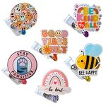 6PC Nurse & Teacher Badge Reel | Cute Funny Inspirational Nursing Name Badge Retractable ID Clip Holder | Smiley Face Be Kind Bee Stay Pawsitive Boho Rainbow Gifts for Nurses Medical Accessories