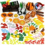 City Food Building Block Accessories Bricks Set Pack 136 Pieces People Friends House Kitchen Mini Farm Restaurant Parts Creator Kits Toys for Kids Age 6-12