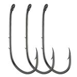 Dr.Fish 100 Pack Baitholder Fishing Hooks Walleye Rig Live Bait Hook High Carbon Steel Black Nickel Down-Turned Eye Surf Fishing Bass Crawler Harness #6