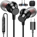 USB C Headphones for iPhone 16 Pro Max Wired Earbuds Magnetic in-Ear Type C Earphone Noise Canceling Bass Stereo Microphone Volume Control for Samsung Z Flip 6 Fold 6 Galaxy S23 S21 A53 A54 Pixel 9 7