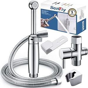 SonTiy Handheld Bidet Sprayer for Toilet, Cloth Diaper Sprayer Set Hand Held Bidet Jet Spray for Toilet with Backflow Preventer, Adjustable Water Pressure Control, Brass 7.2" Hand Bidet Wand, Chrome