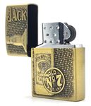 VIOVI JD Bottle Windproof Flint Wheel Pocket Lighter I Metal Body Flip-Top Style Lighter I Reusable & Refillable from Any Butane Lighter Gas (Golden)