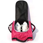 XIANFENGNIAO Golf Shoe Bag for Womenï¼Å’Zippered Golf Shoe Carrier Bag with Ventilation and 3 External Pockets for Golf Balls, Golf Glove, Tees and Other Golf Accessories(Red)