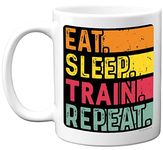 Birthday Mug Gifts for Men Women Him Her - Eat, Sleep, Train, Repeat - Funny Happy Birthday Present Gift for Workout Fitness Lovers, 11oz Ceramic Dishwasher Safe Premium Mugs