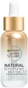 Garnier Ambre Solaire Bronzeur naturel, gouttes autobronzantes pour le visage, acide hyaluronique et eau de coco, éclat sur mesure, faux bronzage progressif et naturel, approuvé par Cruelty Free Inter