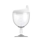 KFT Toddler Sippy Cup - Plastic Wine Glass Goblet Beverage Mug Milk Bottle with Lid for Kids on Birthday Party Celebration (1, White)