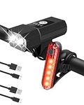 Bike Light, Innovative Super Bright Bike Light, 4+4 Modes USB Rechargeable Bike Lights Front and Back Set, IPX6 Waterproof Bicycle Light, Cycling Front & Rear Light for Road, Mountain, Night Riding