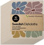 Swedish Wholesale Swedish DishCloths for Kitchen- 10 Pack Reusable Paper Towels Washable - Eco Friendly Cellulose Sponge Microfiber Dish Cloths - Kitchen Essentials - Red Flower