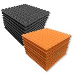 YGM Acoustic Foams® Pyramid Soundproofing Studio (Set of 18) Acoustic Foam 1'x1' - 1 Inches (Orange & Black)