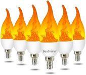 Bestview LED Flame Effect Light Bulbs,3 Modes Flickering Light Bulbs, Smart E12 Chandelier Base Candle Fire Light Bulb for Halloween, Christmas,Party, Porch Indoor&Outdoor Home Decoration -6 Pack