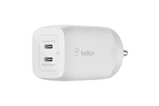 Belkin 65W GaN Dual USB-C (Type C) PD 3.0 Fast Charger with Pps Technology, Compact Size for iPhone 15, 14, 13, 12, MacBook Pro, MacBook Air, Ipad & Other USB-C Supported Devices - White