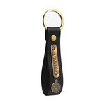 The Messy Corner Personalized Leather Keychain | For Men, Women & Kids | Customizable keychain featuring a charm and name tag | Durable and enduring unisex present with metal ring | Black