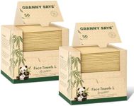 GRANNY SAYS Disposable Face Towels, Bamboo Viscose Face Towelettes Disposable, Biobased Face Towel, Makeup Removing Wipes, Facial Cleansing for Sensitive Skin, 100 Count/2 Box, 8"x10"