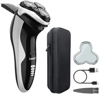 Waterproof Men’s Electric Shaver with Travel Case, Powerful & Quiet, Type C Fast Charge (60min Charge, 120min Use), Precision Trimmer (Black)